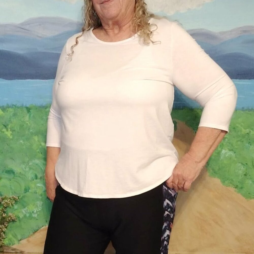 Max Studio Sheer White ¾ Sleeve Women’s Top Size XL